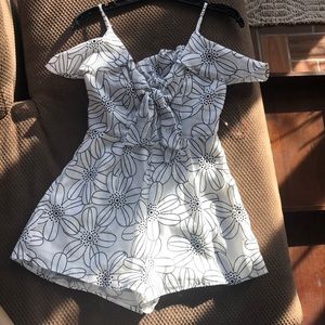 white romper with black flowers